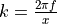 k=\frac{2\pi f}{x}